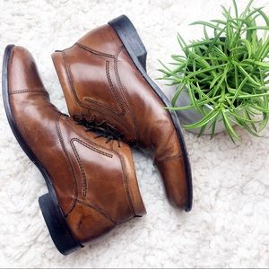 Johnson & Murphy Leather Cap Toe Boots